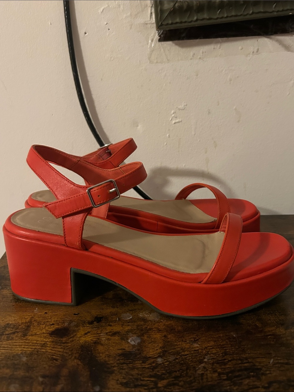 Seychelles Red Platform Ankle-Strap Sandals - Picture 2 of 6